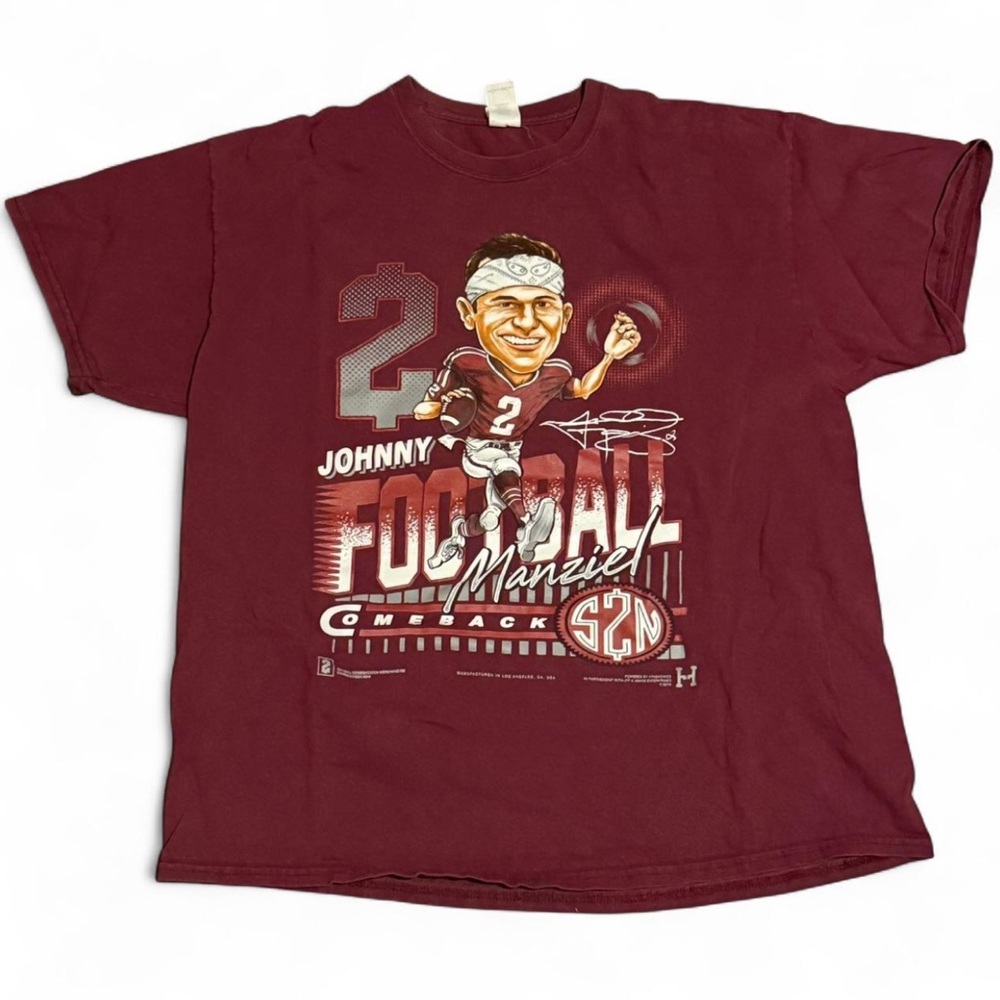Vintage NCAA Johnny Manziel Texas A&M Graphic‎ Shirt Size XL Gildan